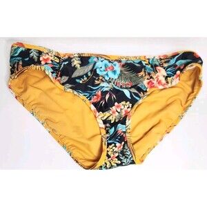 Time And Tru Ladies Black Floral Swim Bottoms Size L 12-14